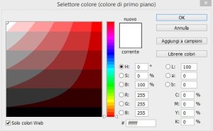 Selettore colore di primo piano solo colori web - Photoshop CC