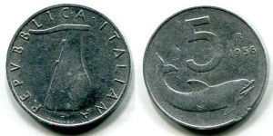 5 lire timone 1956